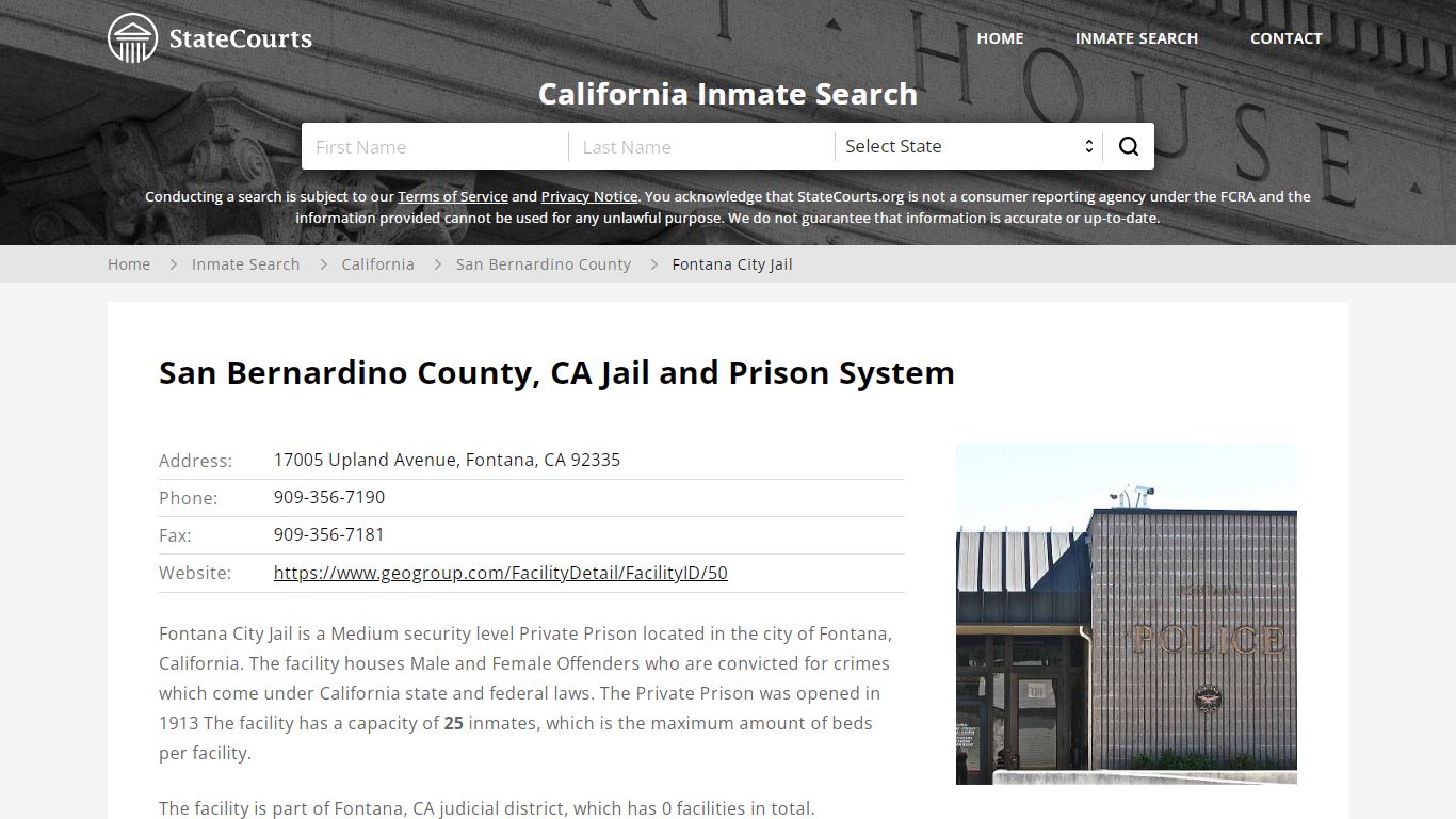 Fontana City Jail Inmate Records Search, California ...