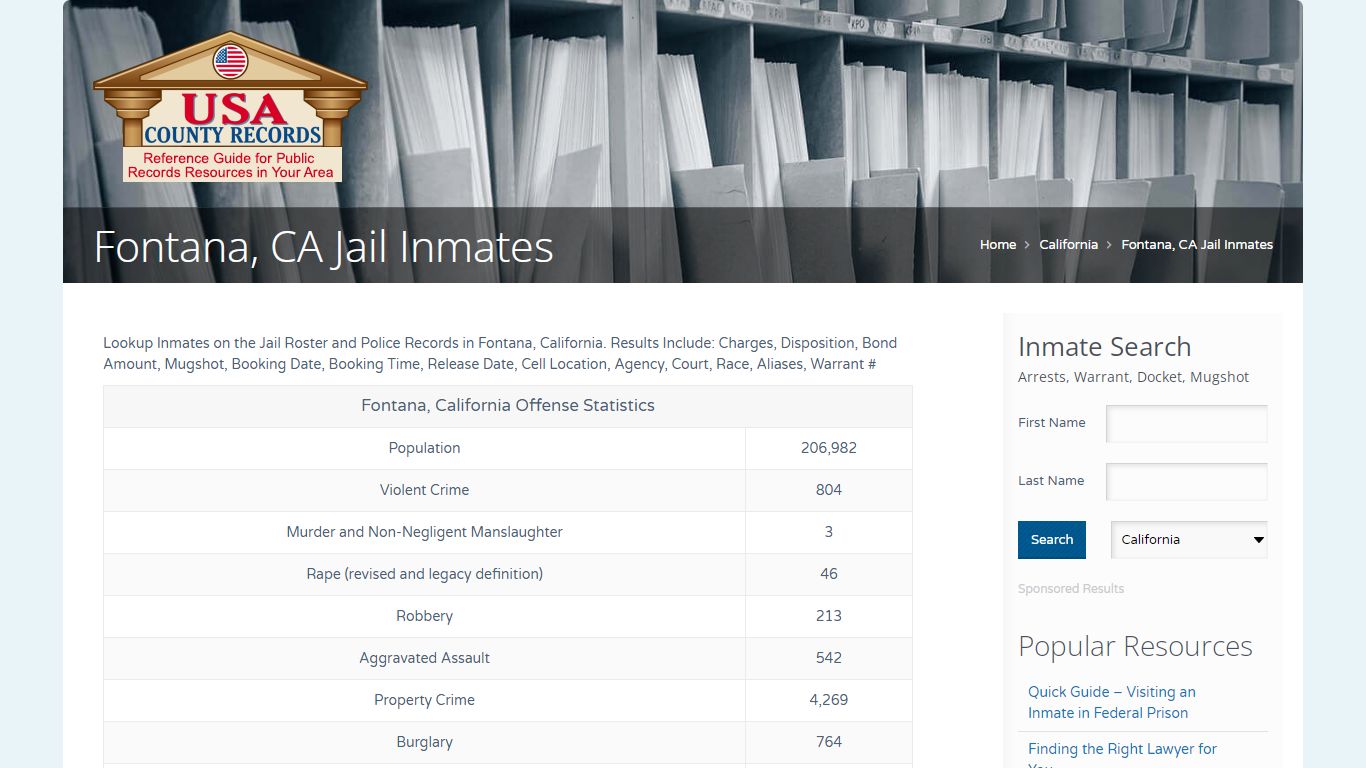 Fontana, CA Jail Inmates | Name Search