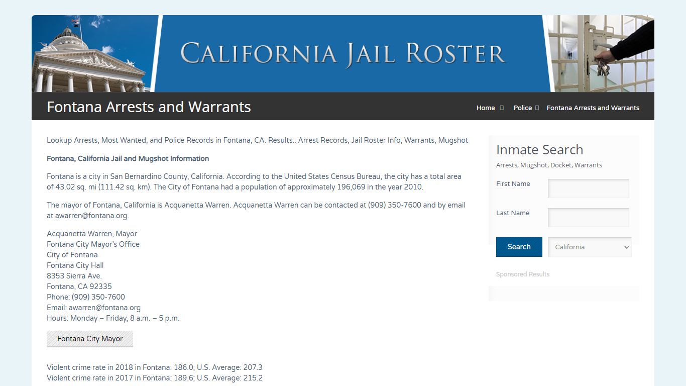 Fontana Arrests and Warrants | Jail Roster Search